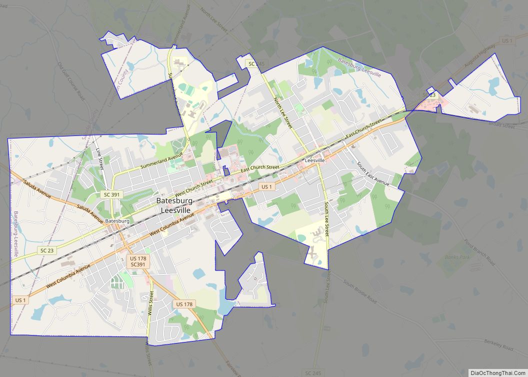 Map of Batesburg-Leesville town