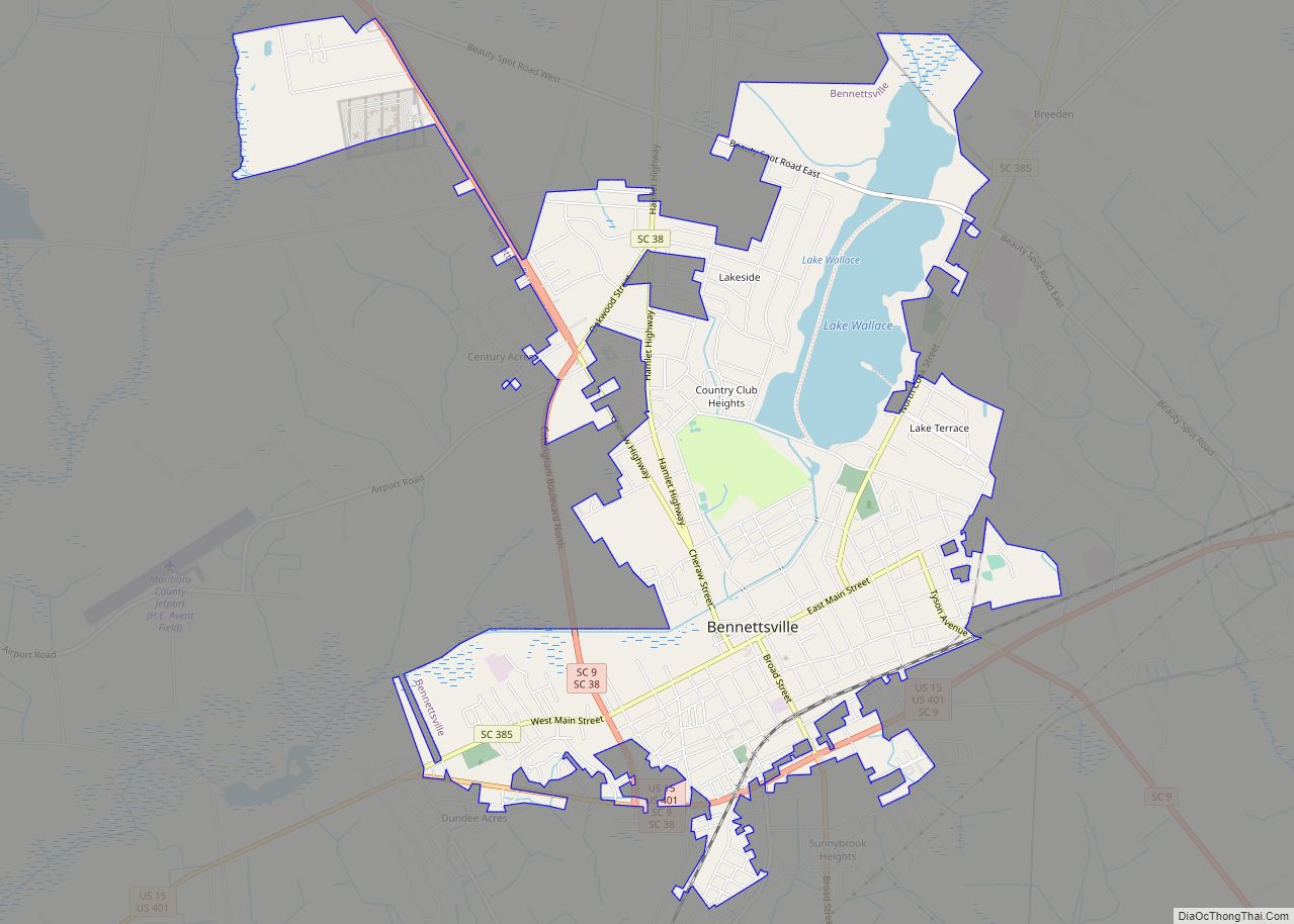 Map of Bennettsville city
