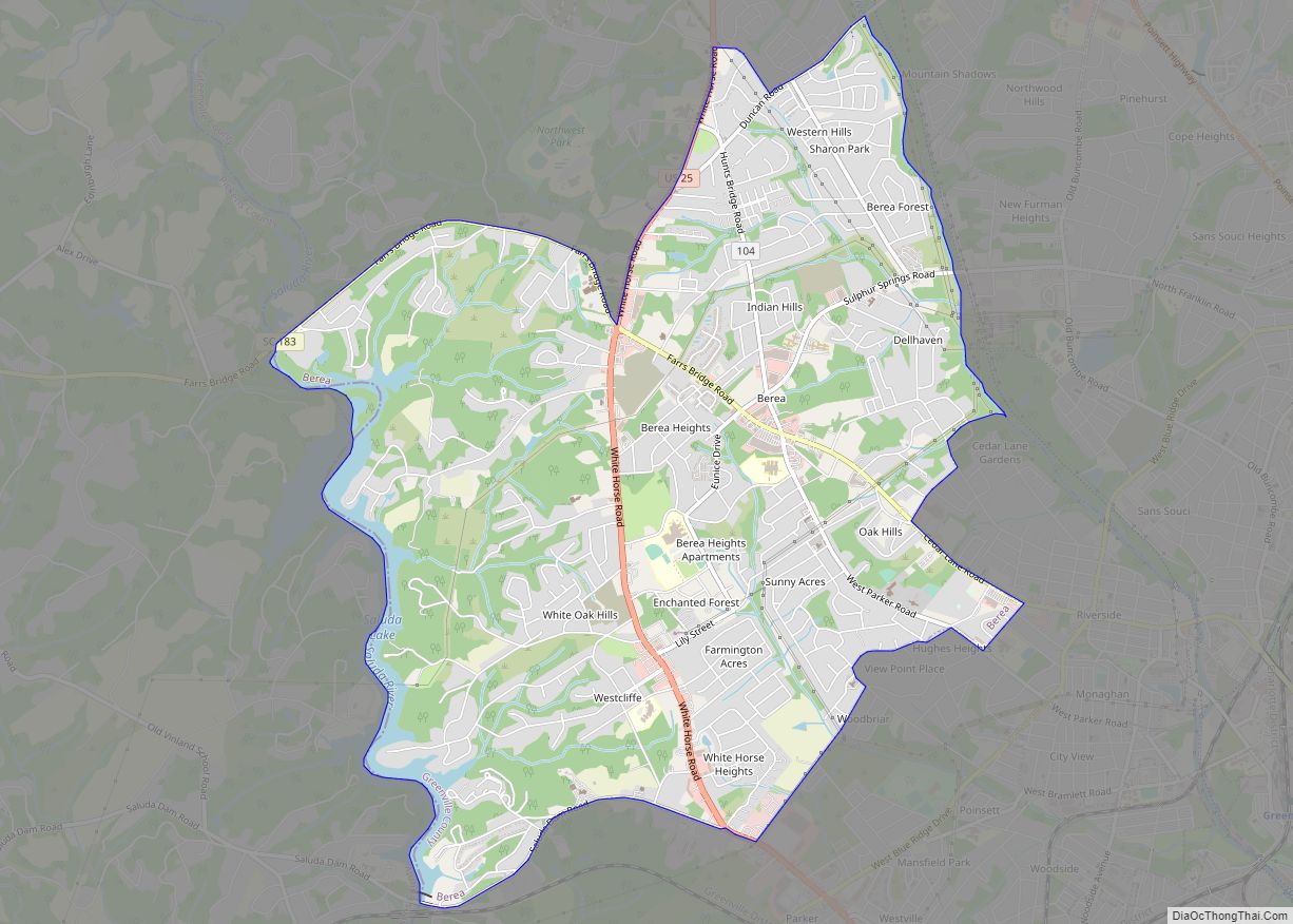 Map of Berea CDP, South Carolina