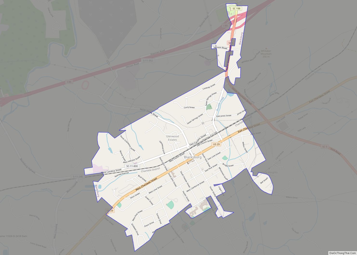 Map of Blacksburg town