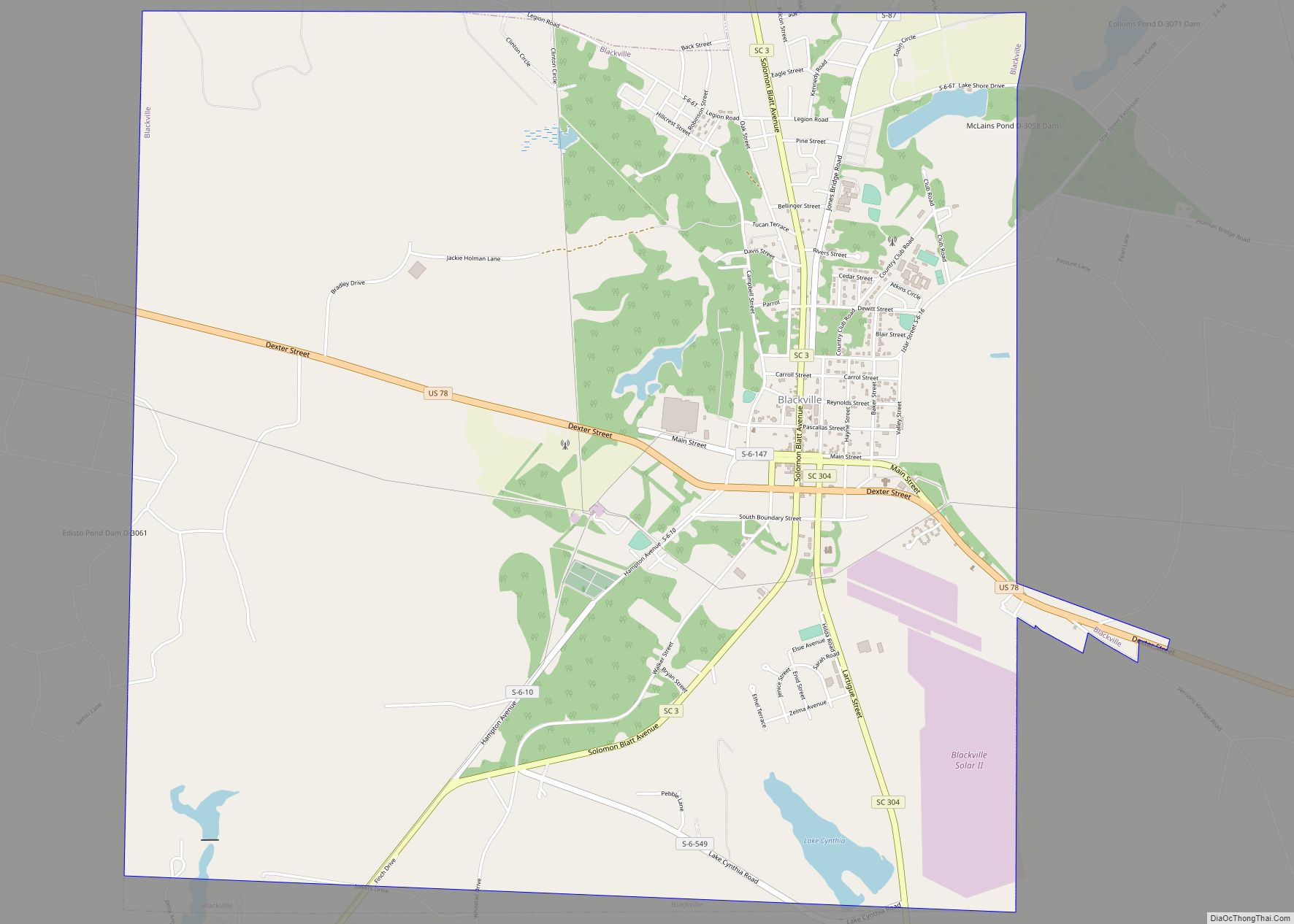 Map of Blackville town