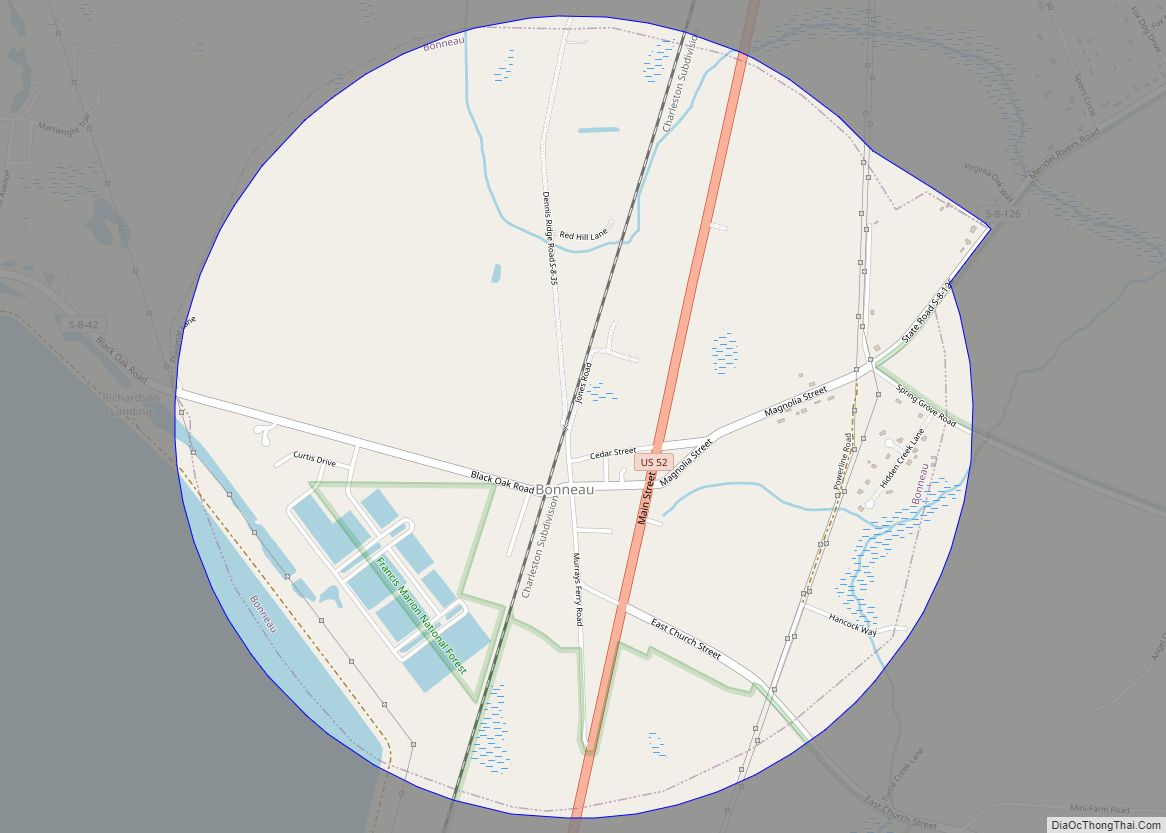 Map of Bonneau town