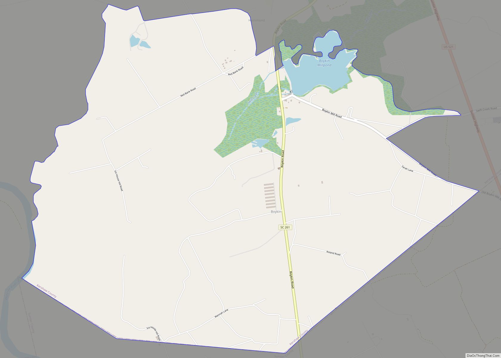 Map of Boykin CDP, South Carolina