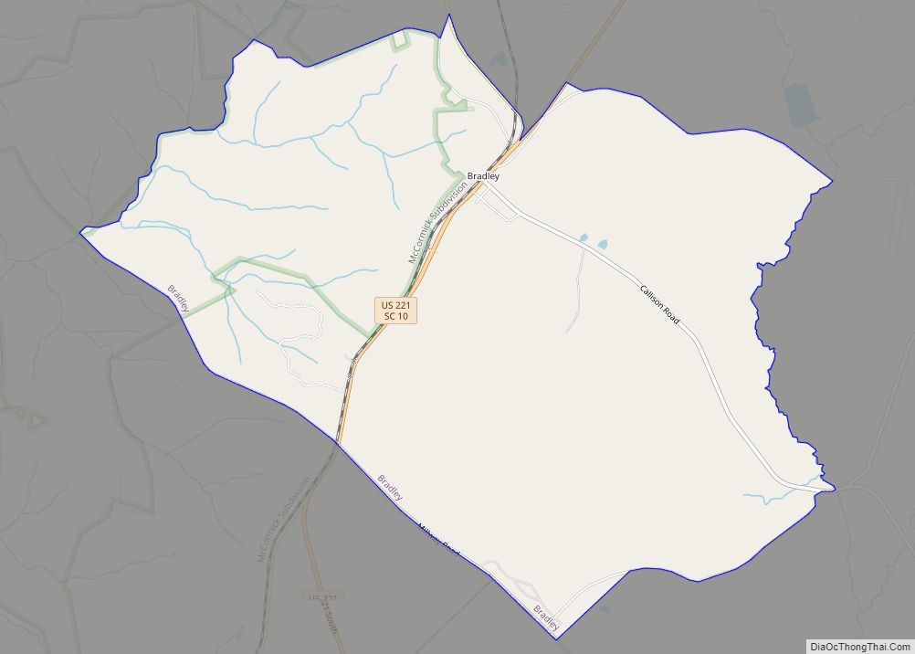 Map of Bradley CDP, South Carolina