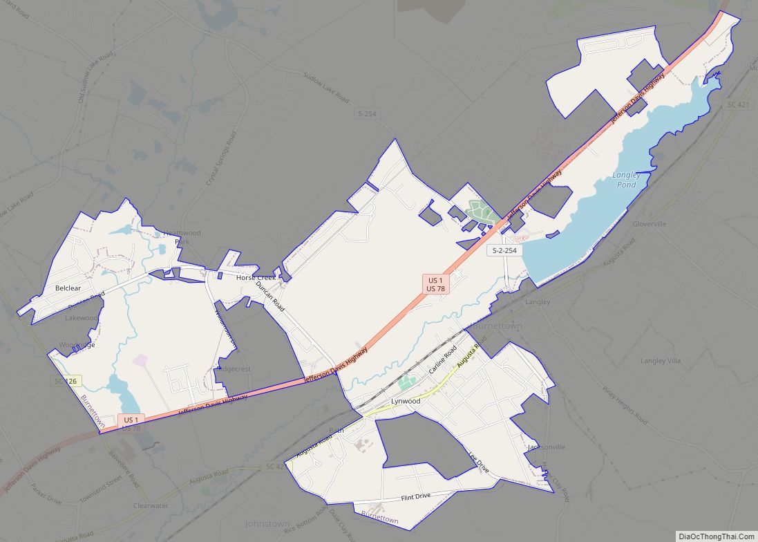 Map of Burnettown town