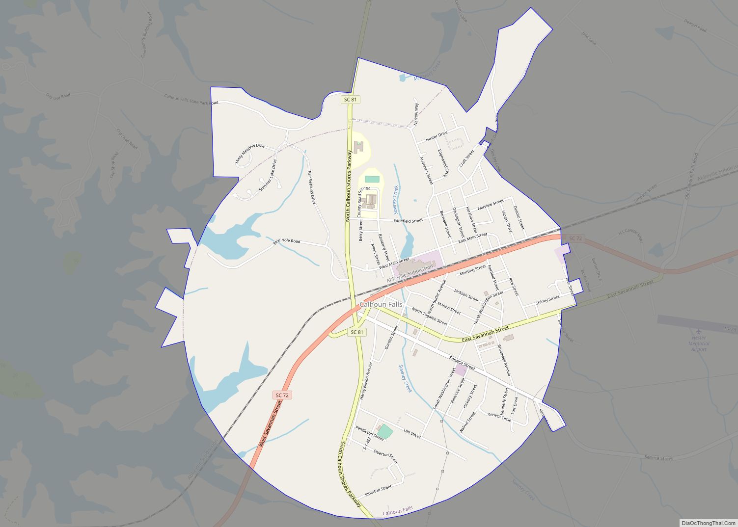 Map of Calhoun Falls town