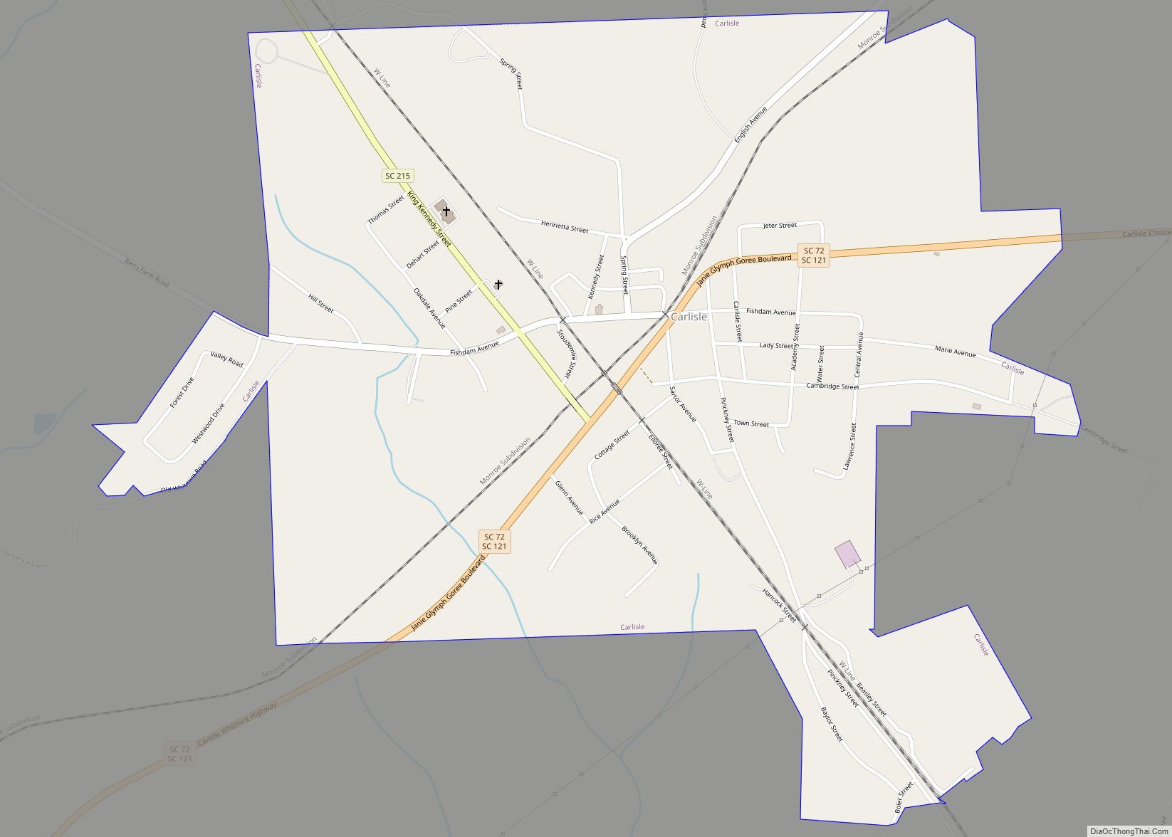 Map of Carlisle town, South Carolina