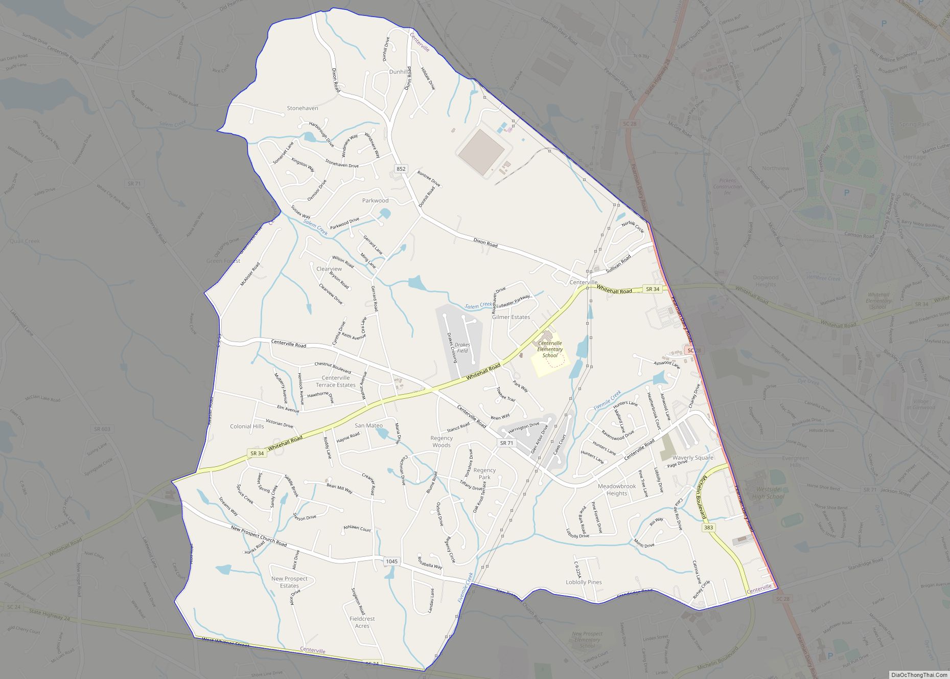 Map of Centerville CDP, South Carolina