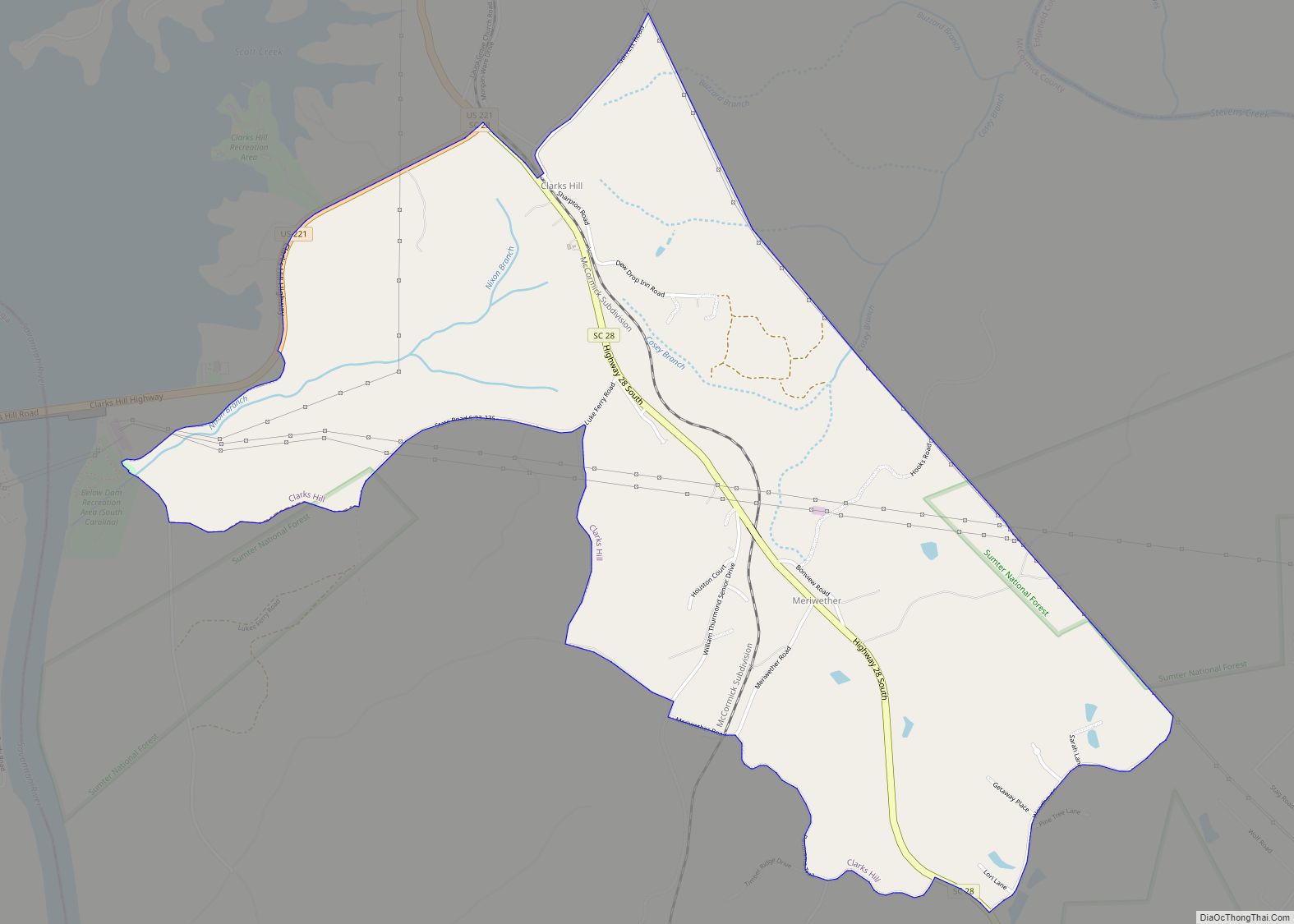 Map of Clarks Hill CDP, South Carolina