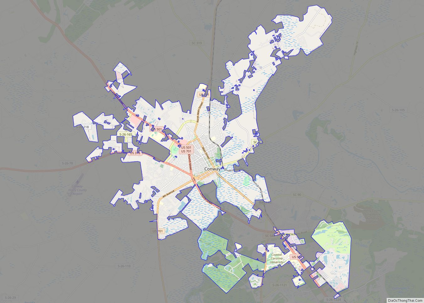 Map of Conway city, South Carolina