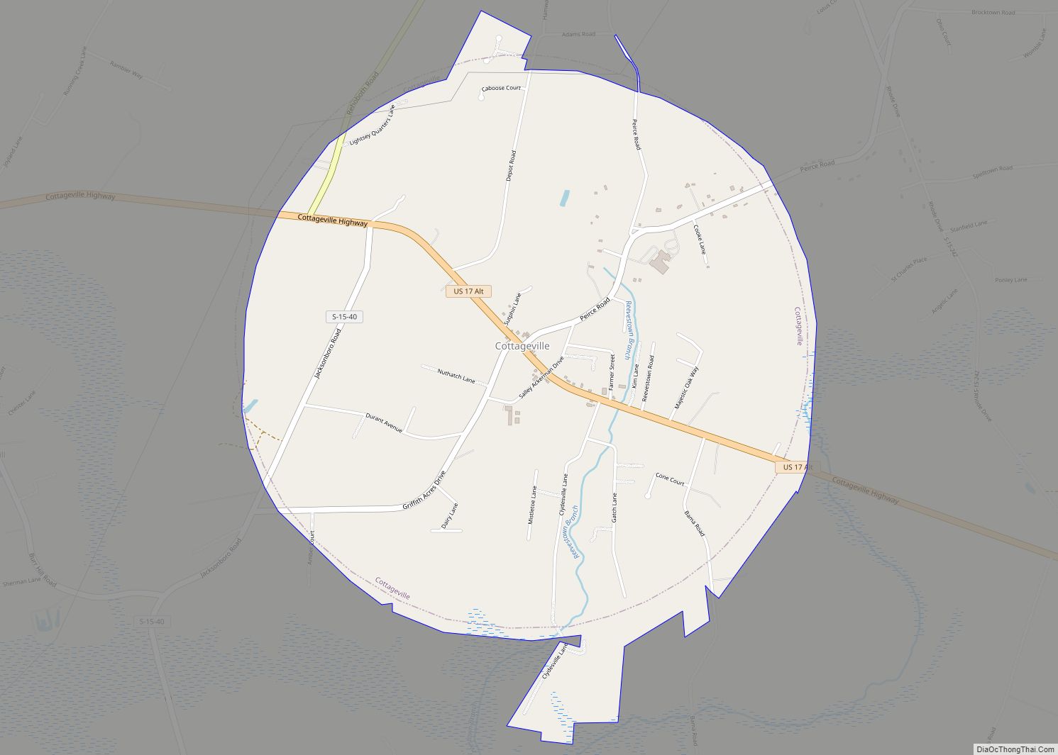Map of Cottageville town