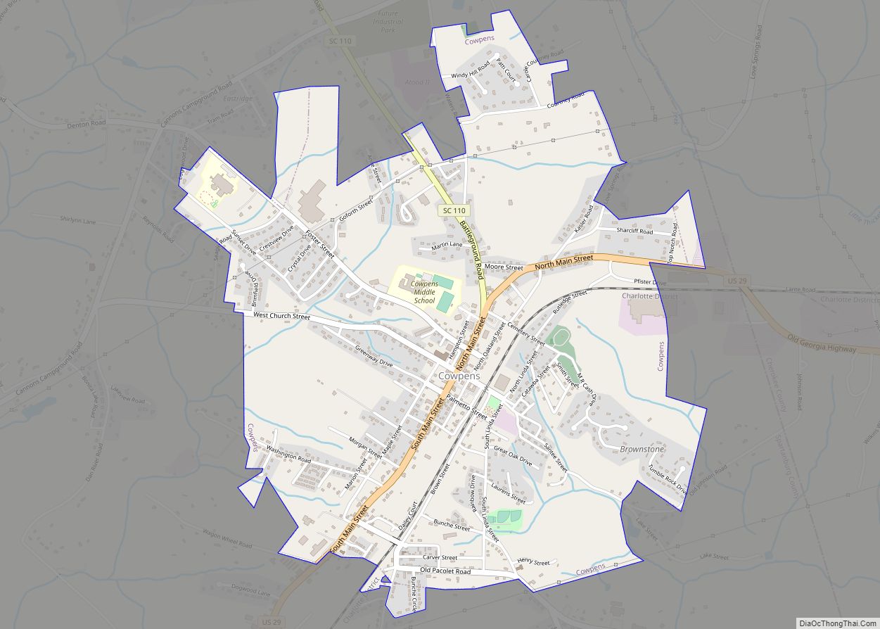 Map of Cowpens town