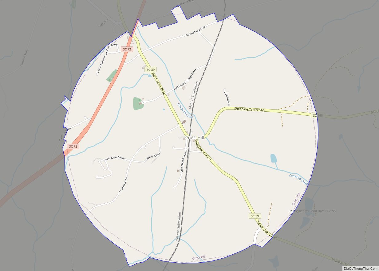 Map of Cross Hill town