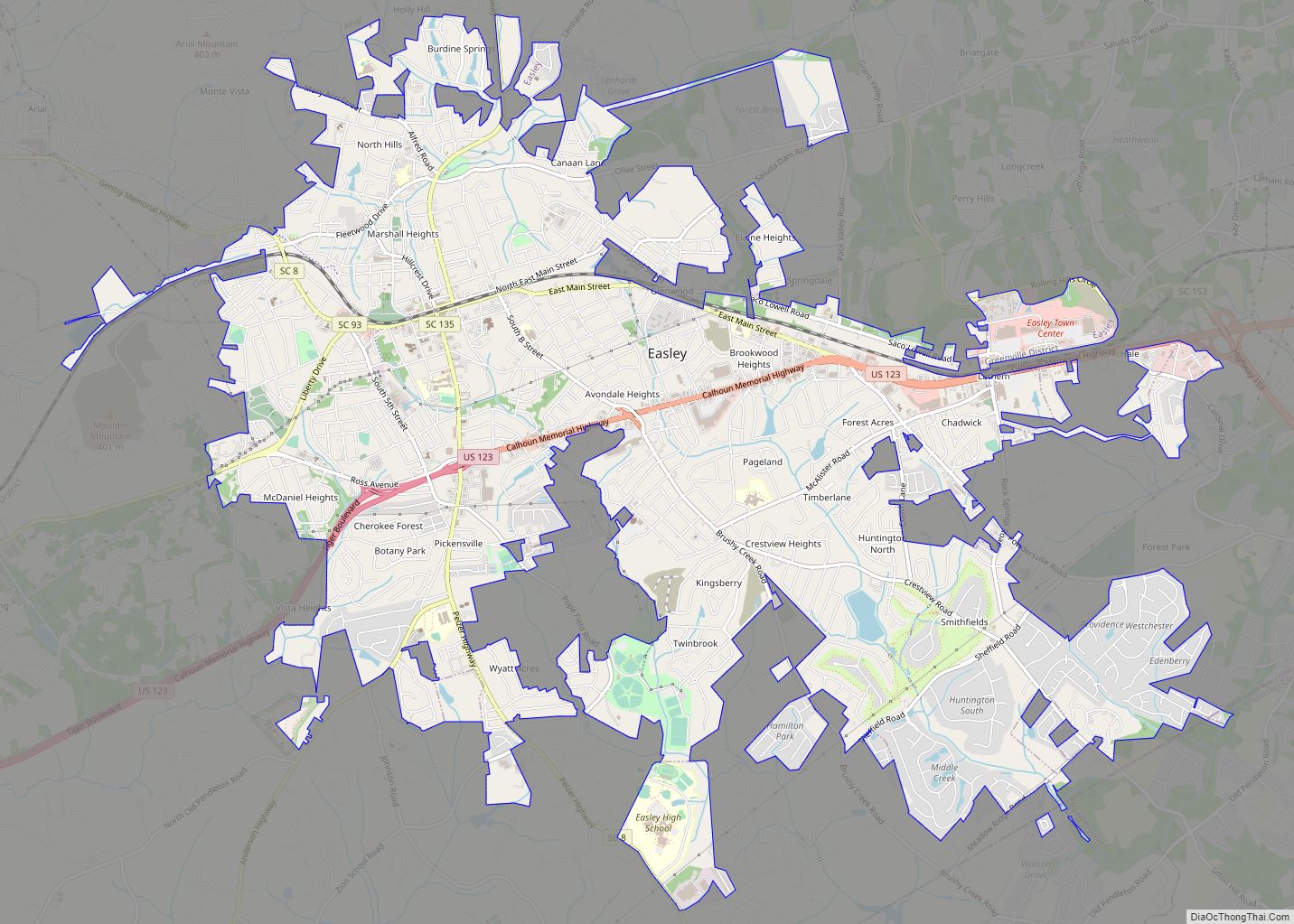 Map of Easley city