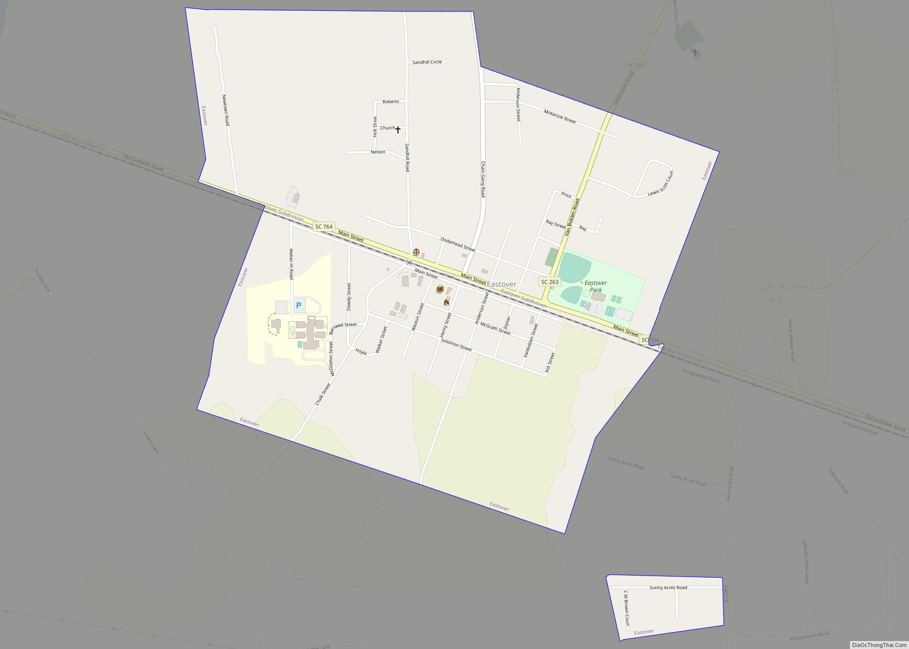 Map of Eastover town, South Carolina