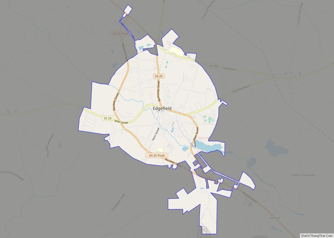 Map of Edgefield town, South Carolina