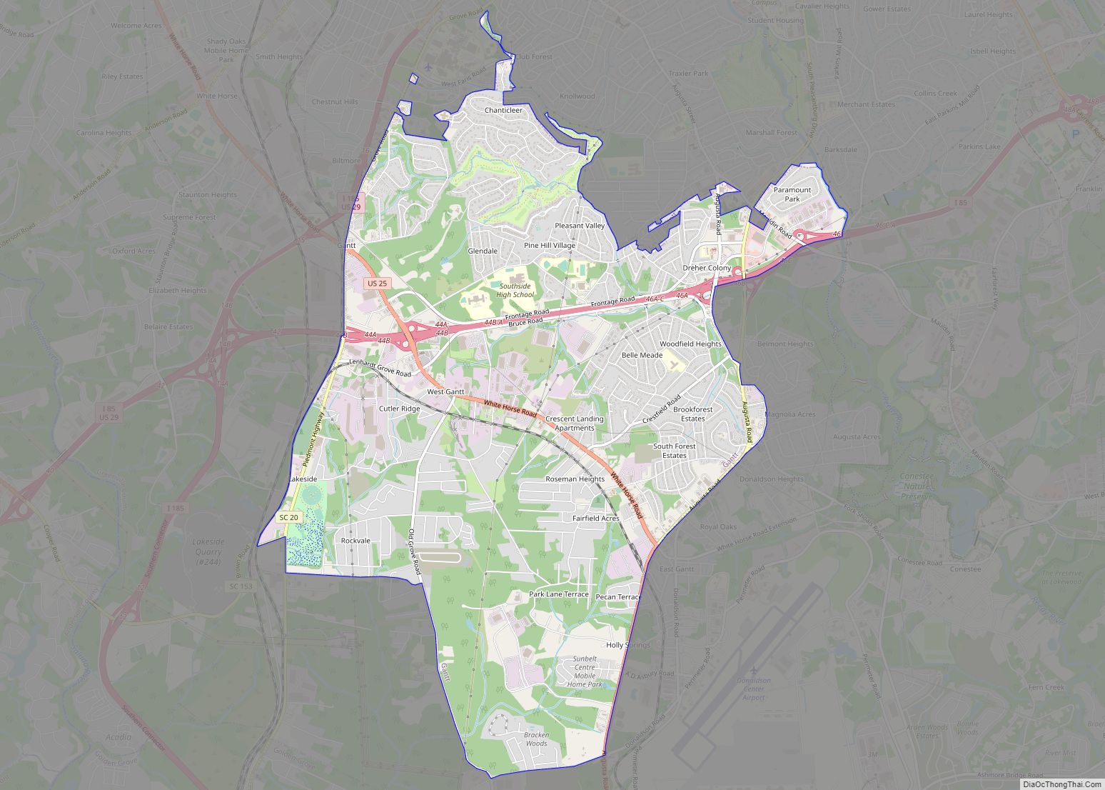 Map of Gantt CDP, South Carolina