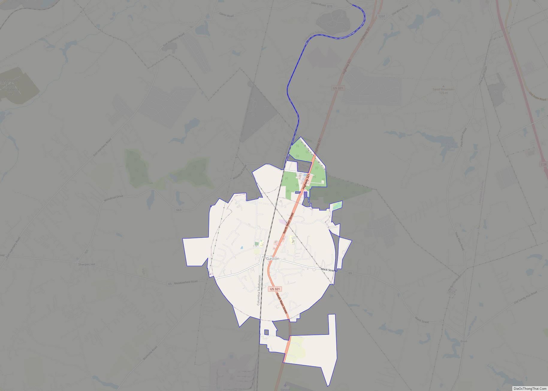 Map of Gaston town, South Carolina