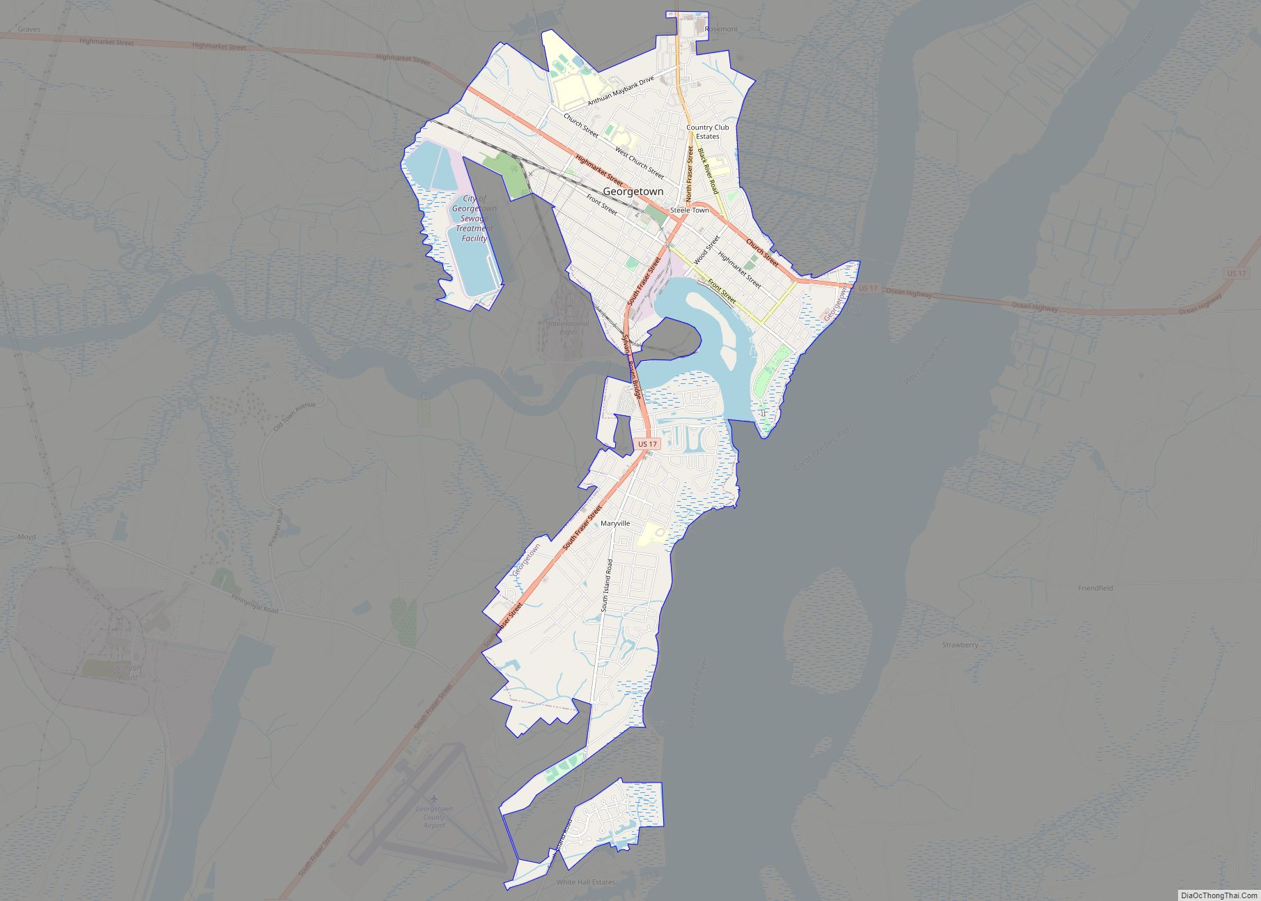 Map of Georgetown city, South Carolina