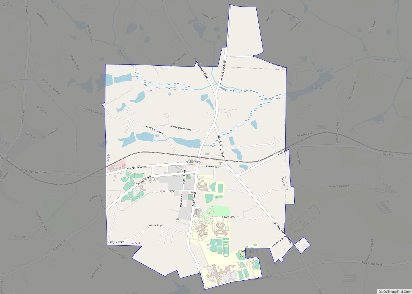 Map of Gilbert town, South Carolina
