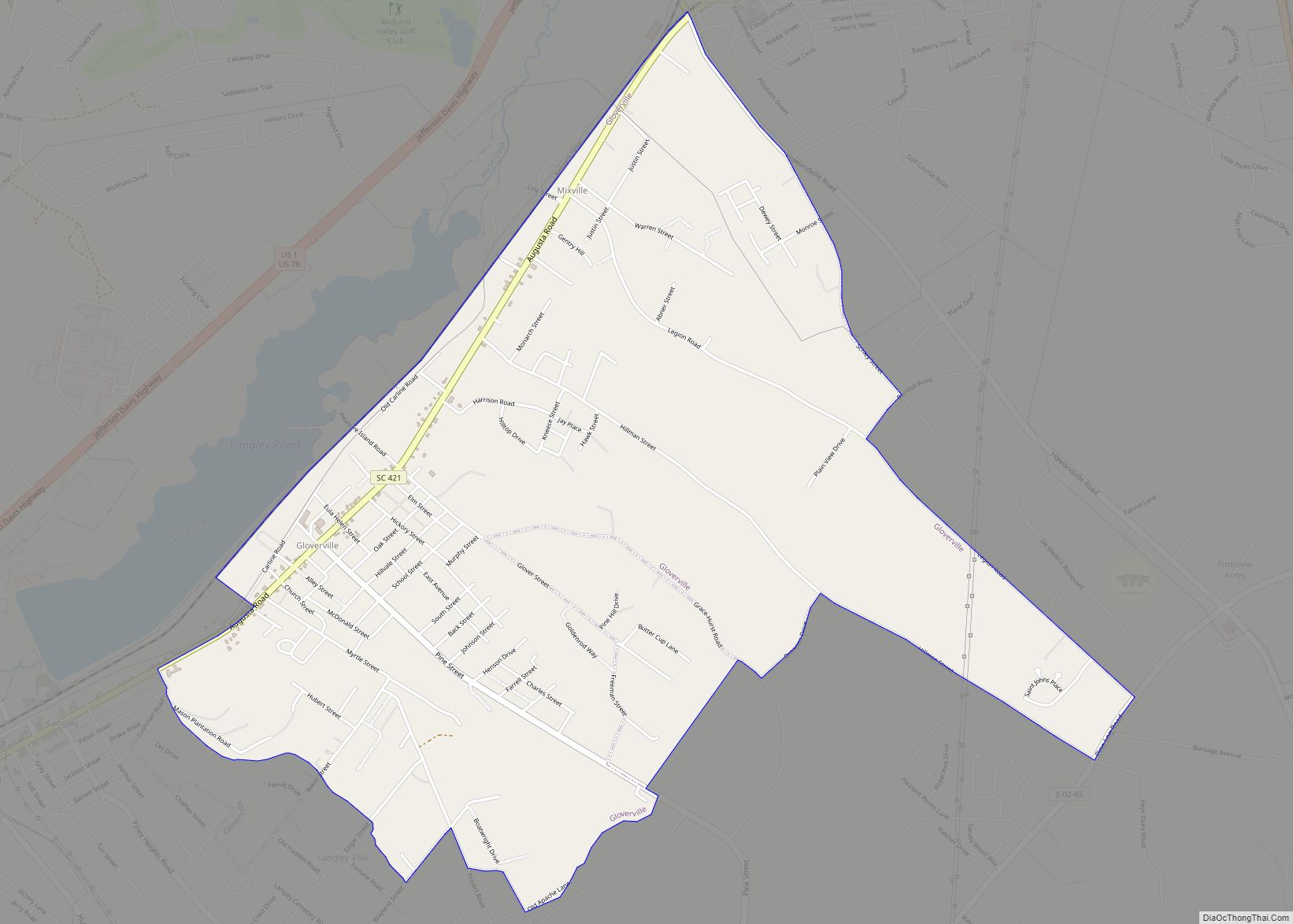 Map of Gloverville CDP