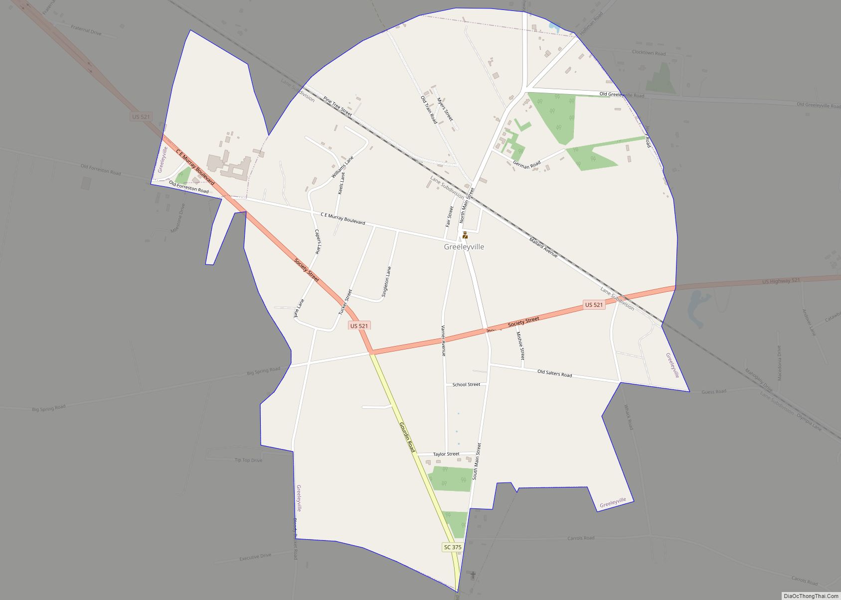 Map of Greeleyville town