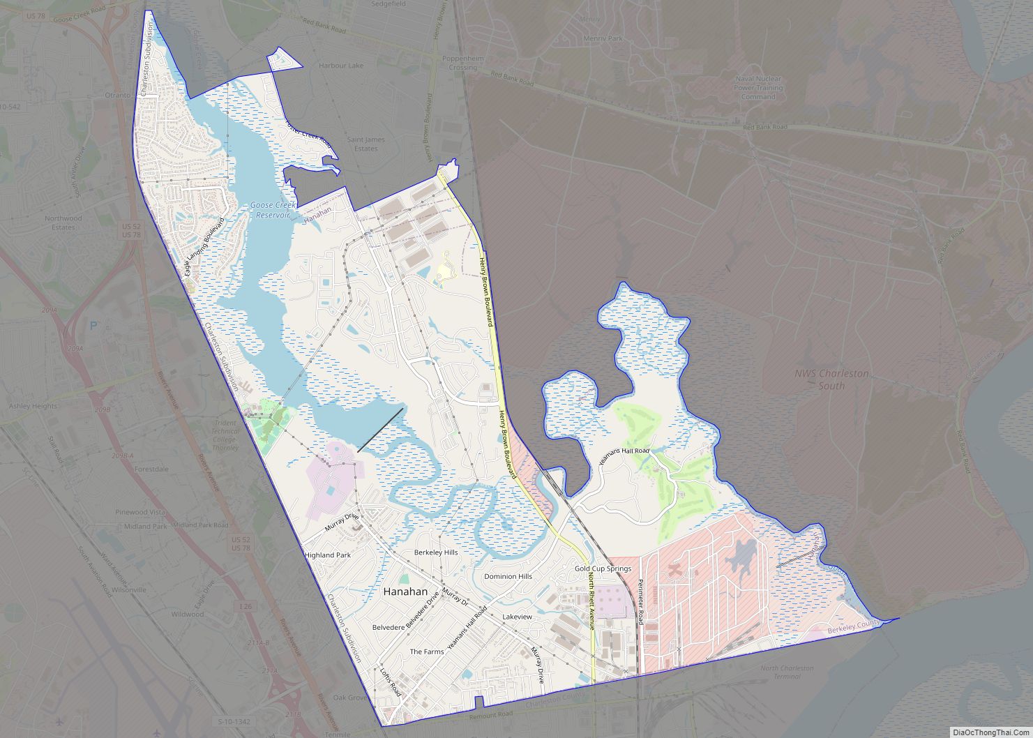 Map of Hanahan city