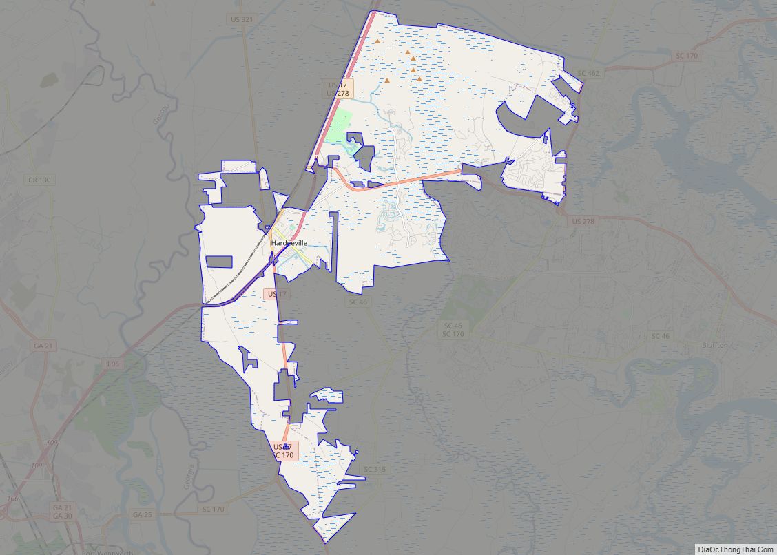 Map of Hardeeville city