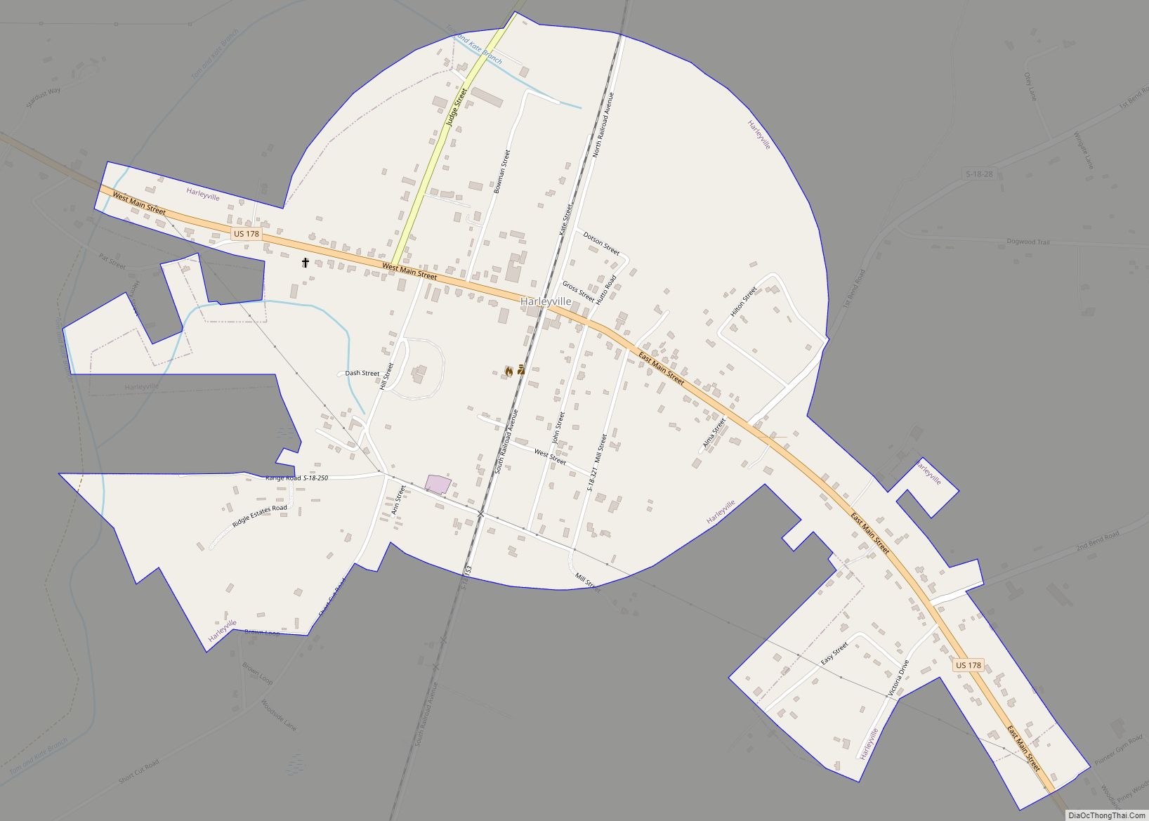 Map of Harleyville town