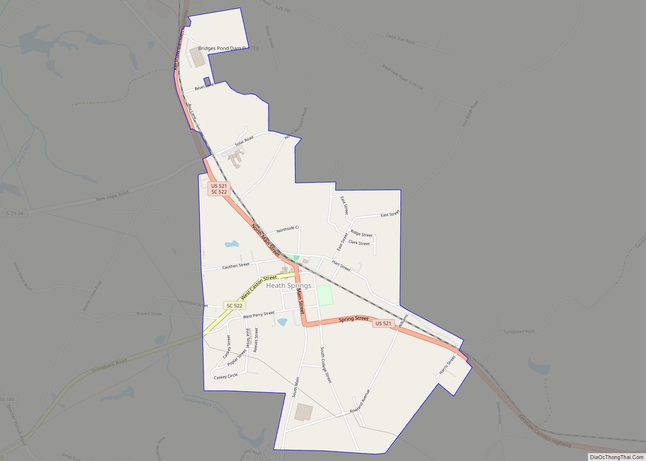 Map of Heath Springs town