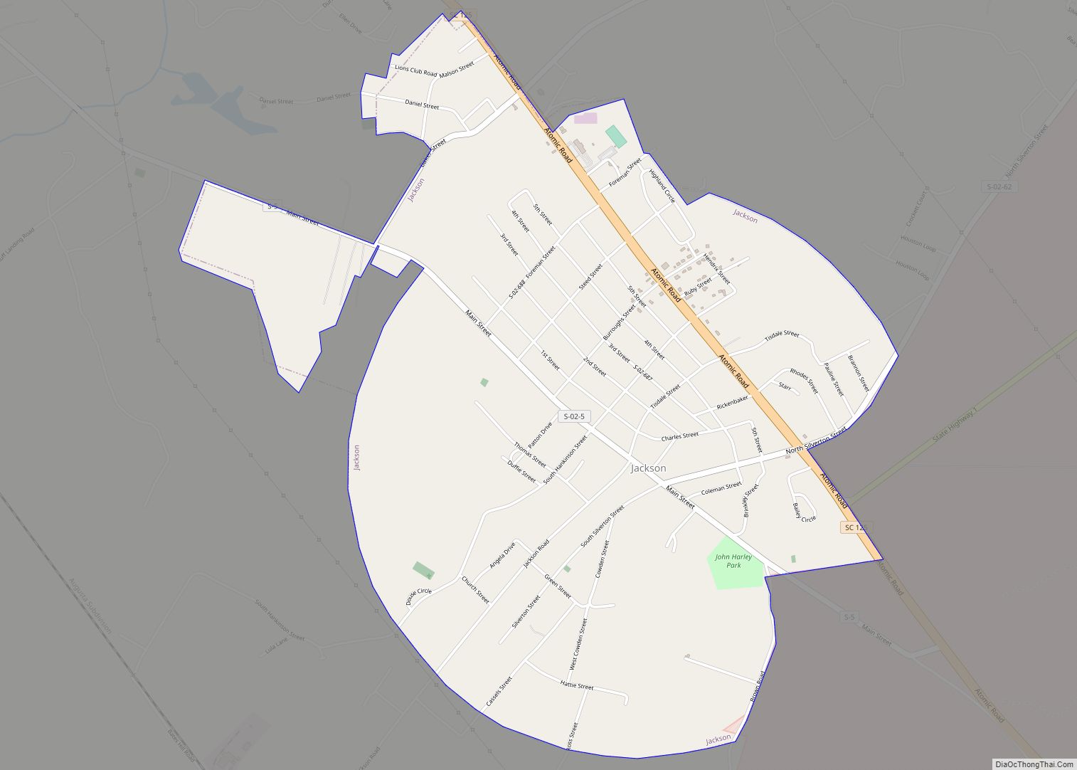 Map of Jackson town, South Carolina