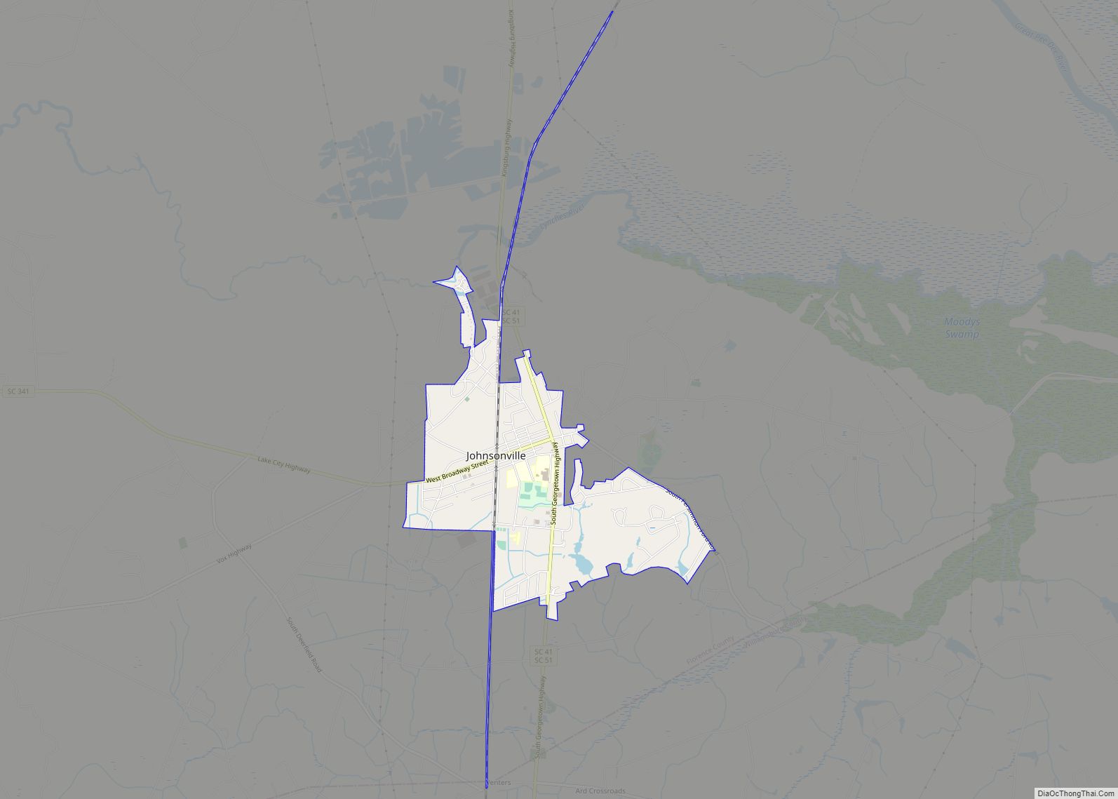 Map of Johnsonville city, South Carolina