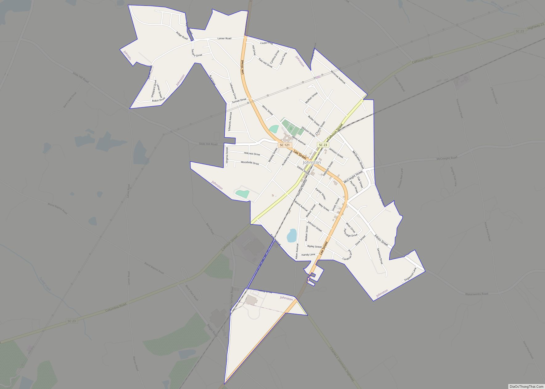 Map of Johnston town, South Carolina