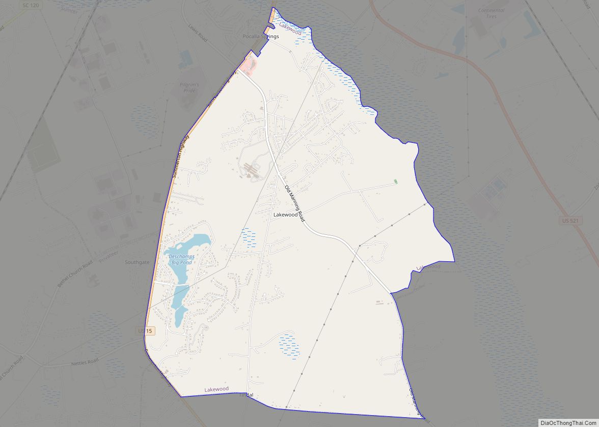 Map of Lakewood CDP, South Carolina