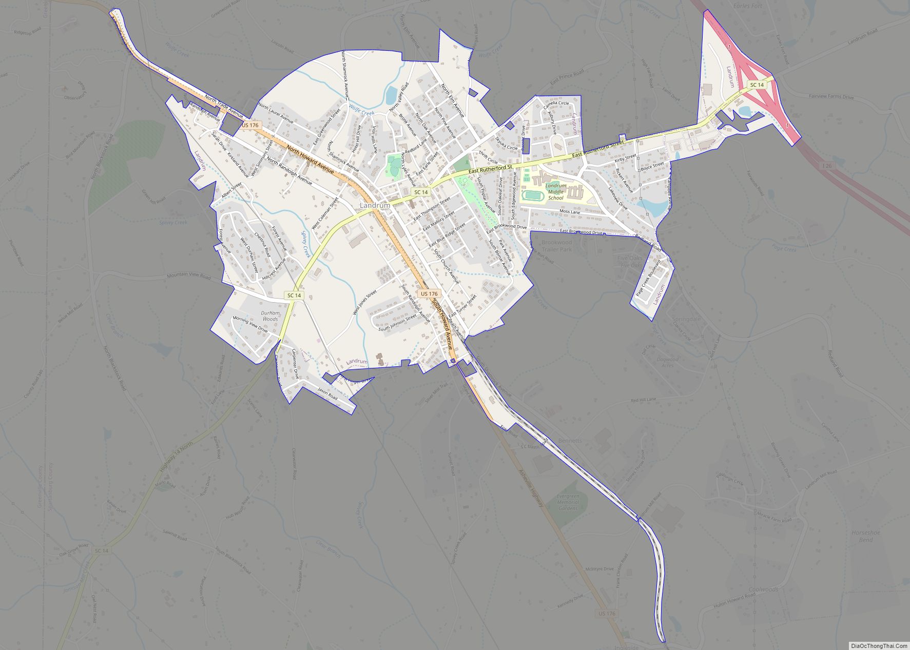 Map of Landrum city