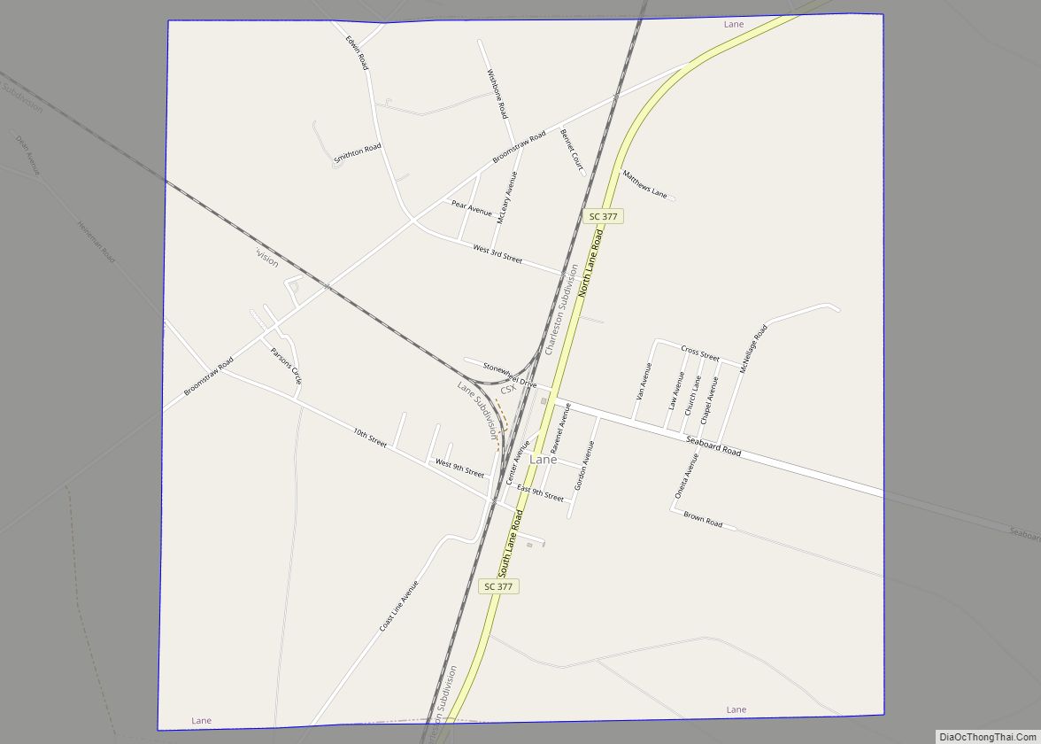 Map of Lane town, South Carolina