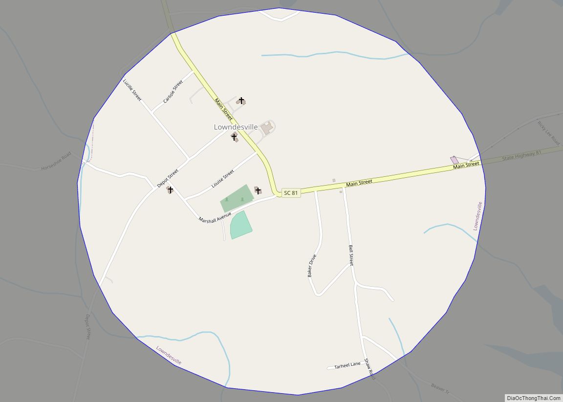 Map of Lowndesville town