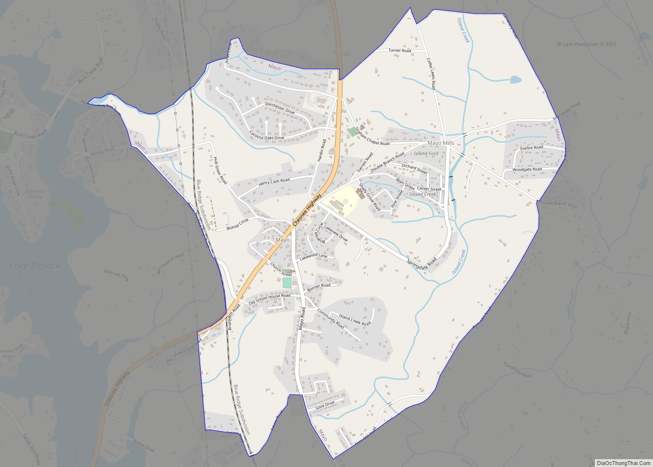 Map of Mayo CDP, South Carolina