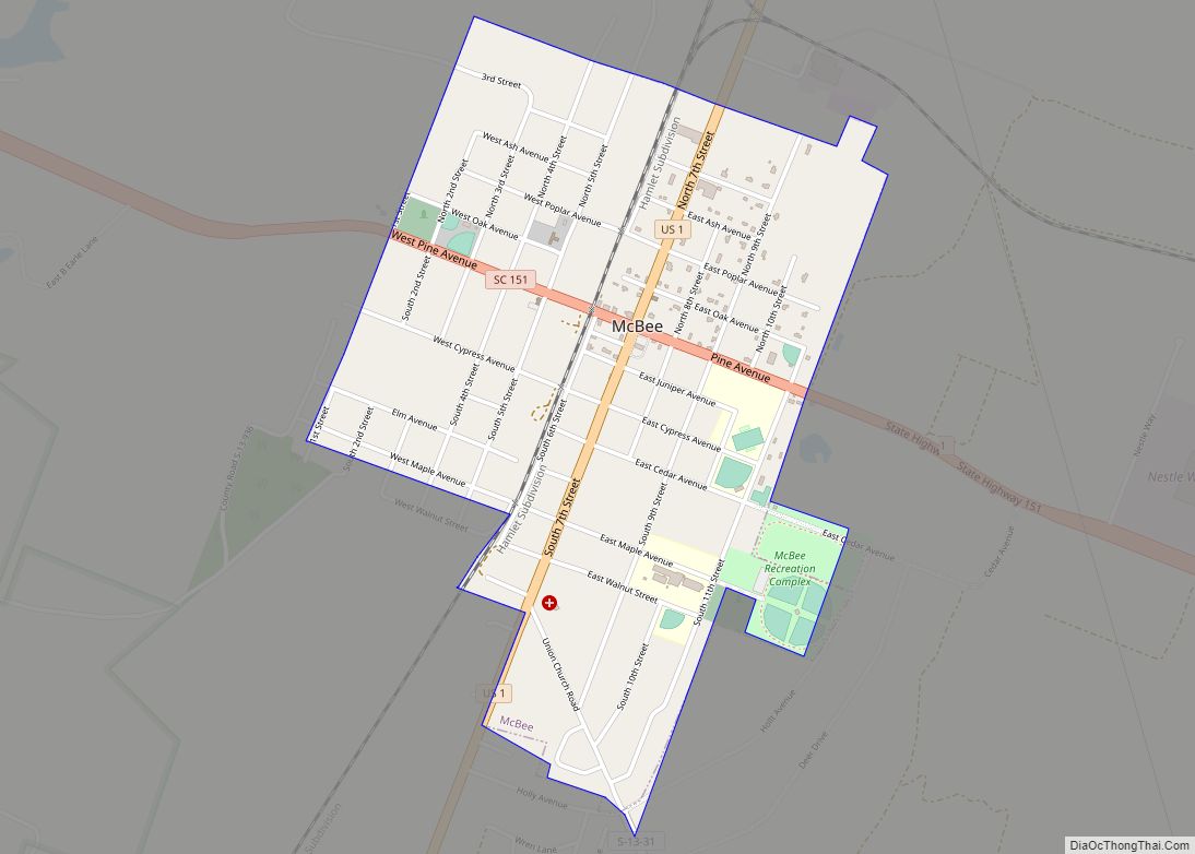 Map of McBee town
