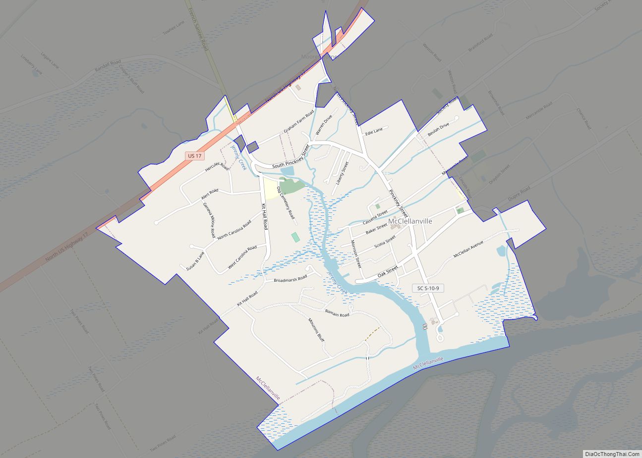 Map of McClellanville town
