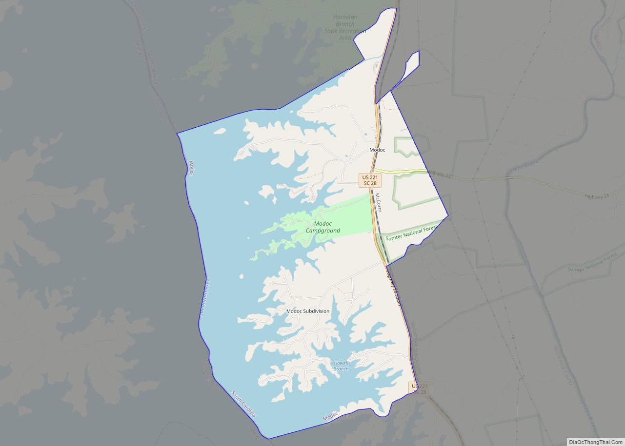Map of Modoc CDP, South Carolina