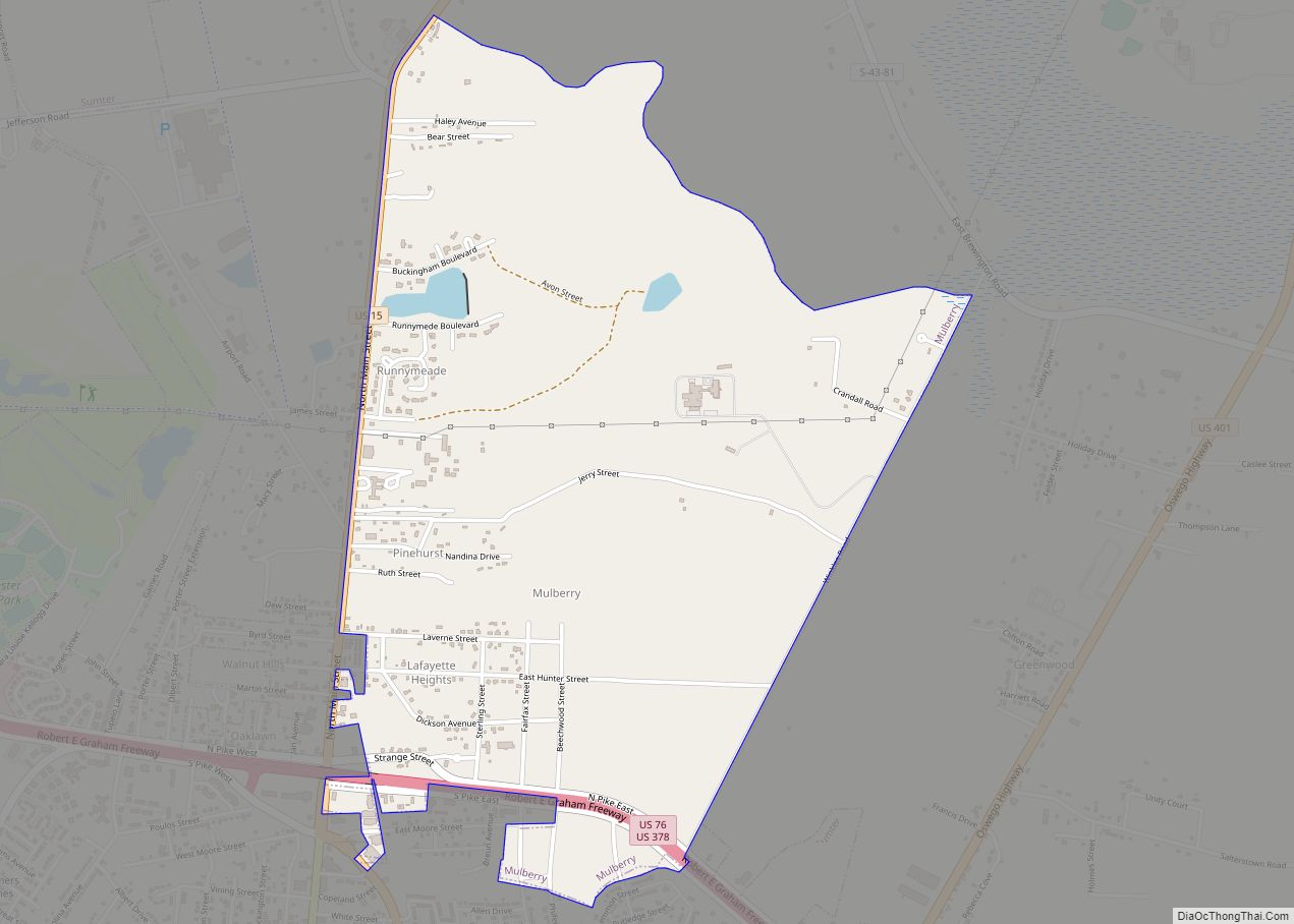 Map of Mulberry CDP, South Carolina