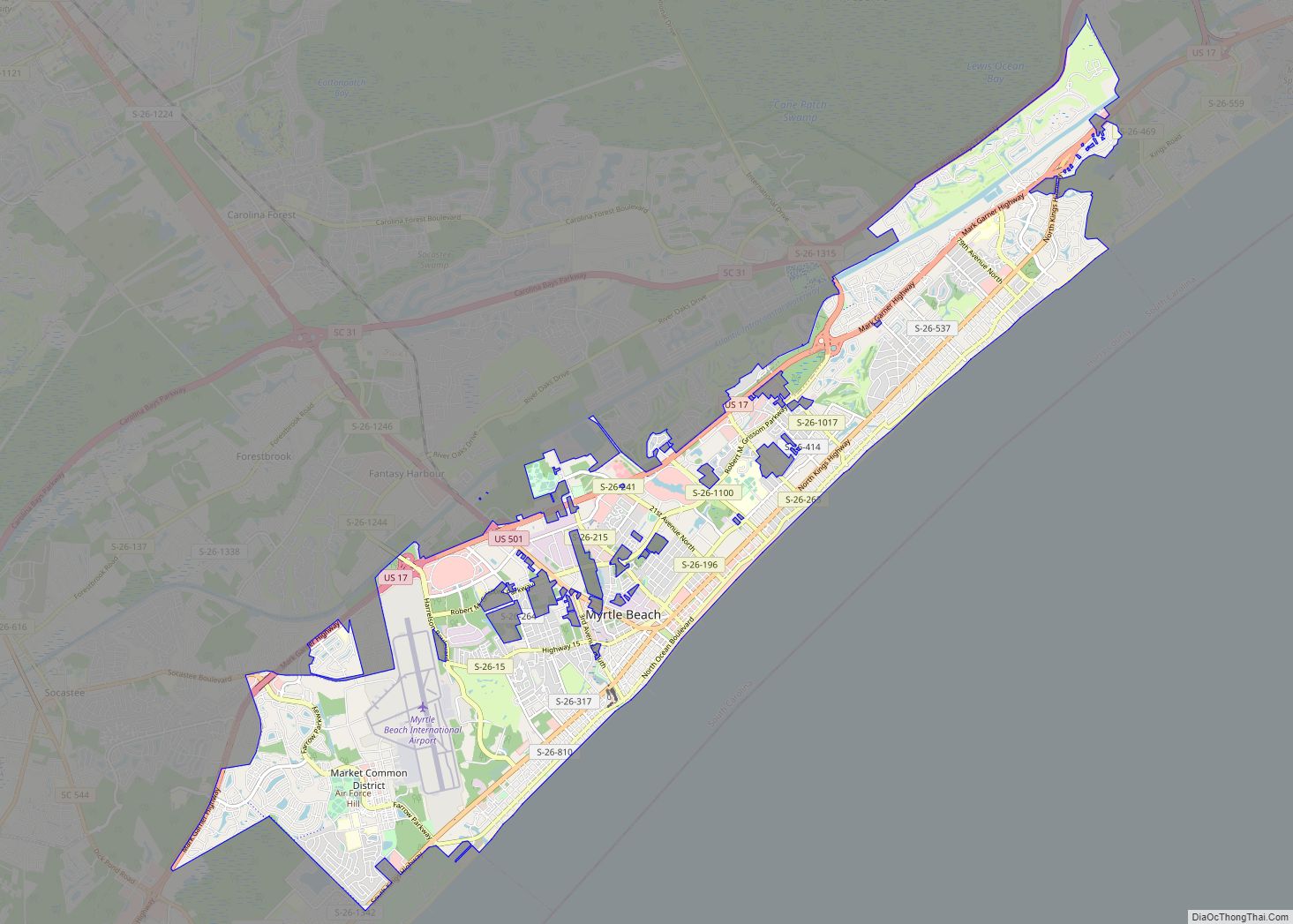 Map of Myrtle Beach city