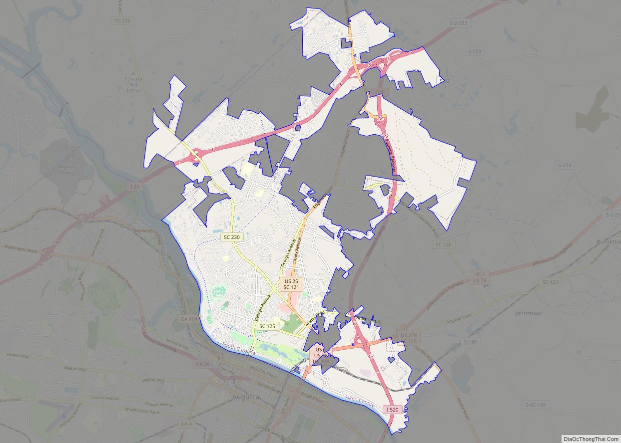 Map of North Augusta city