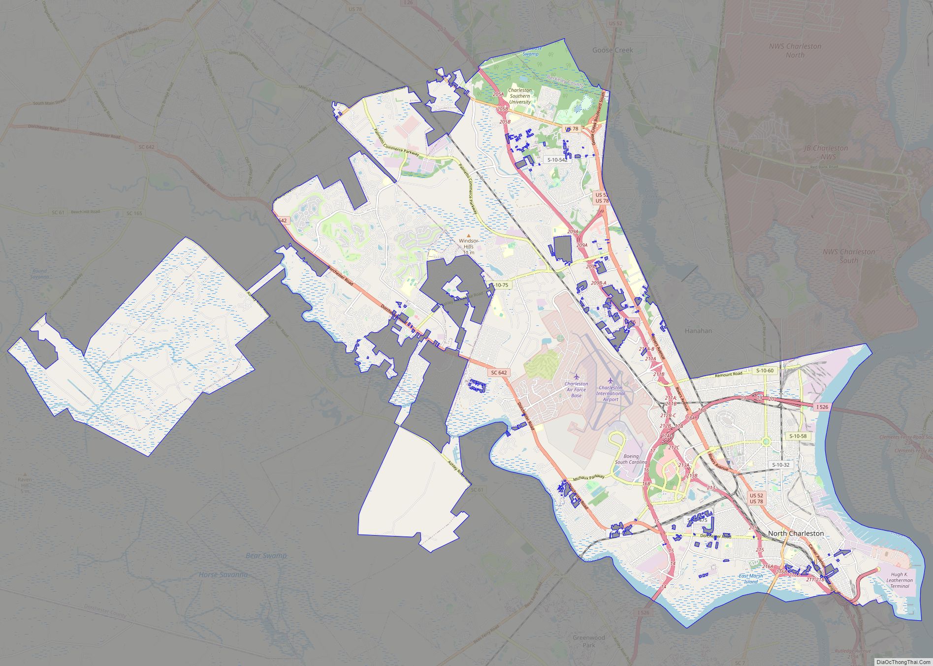 Map of North Charleston city
