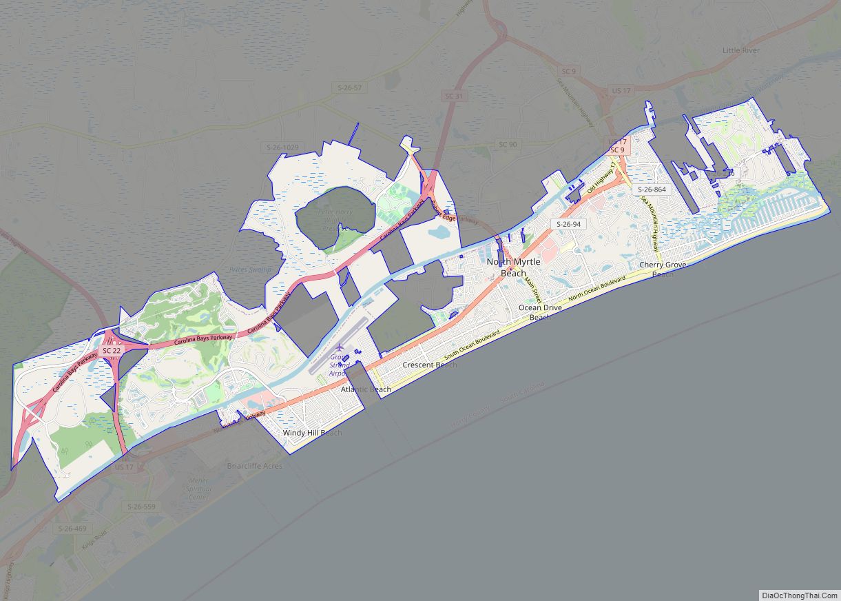 Map Of North Myrtle Beach City   North Myrtle Beach 