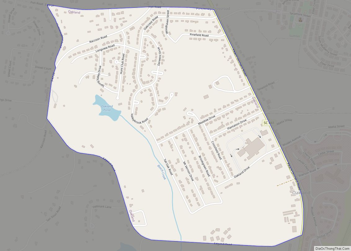 Map of Oakland CDP, South Carolina