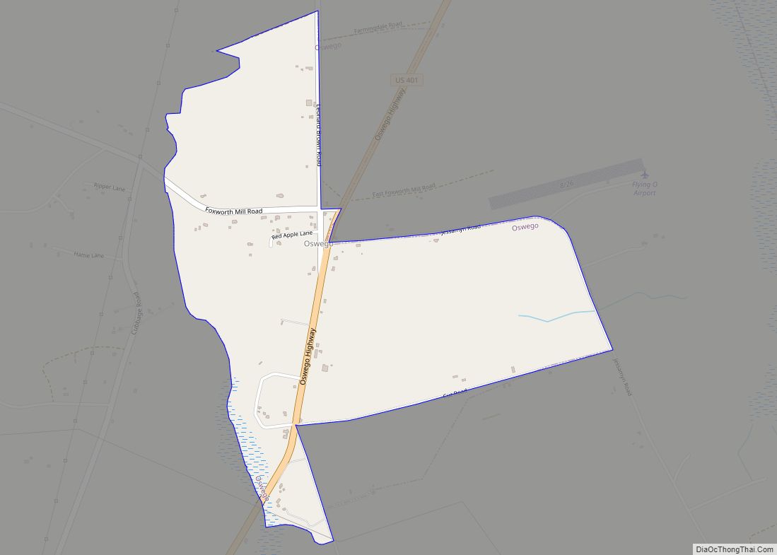 Map of Oswego CDP, South Carolina