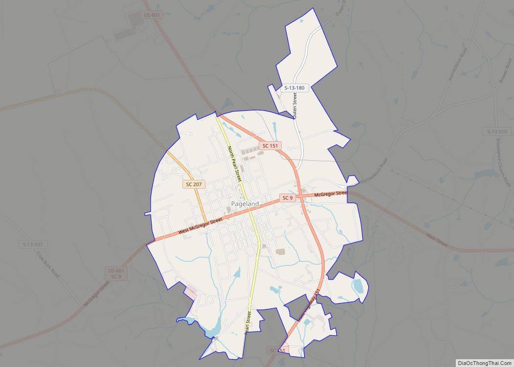 Map of Pageland town