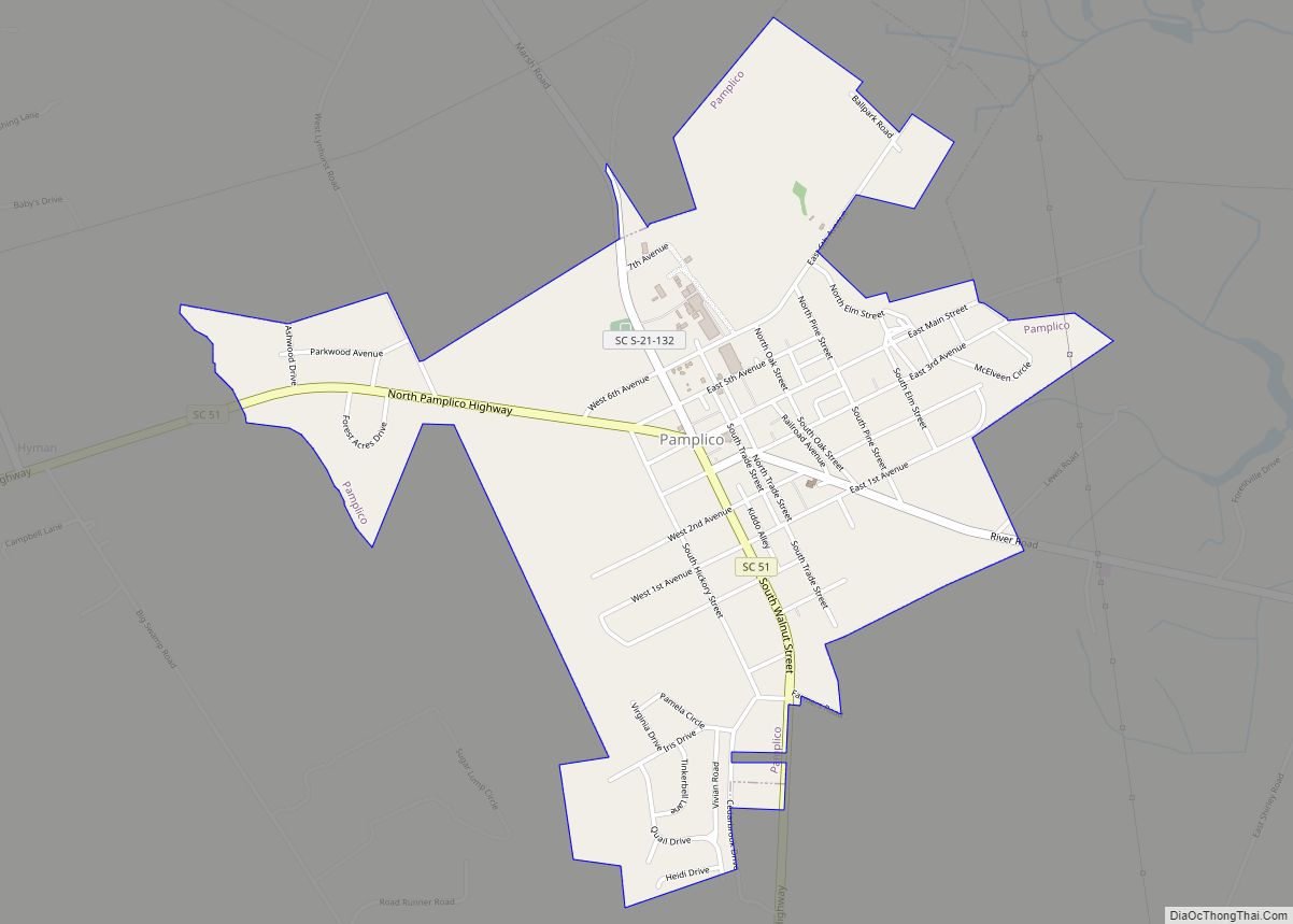 Map of Pamplico town